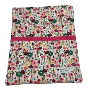Handmade Quilted Kindle Small Book Sleeve Front Pocket NEW 9" x 7 1/2" Poppies